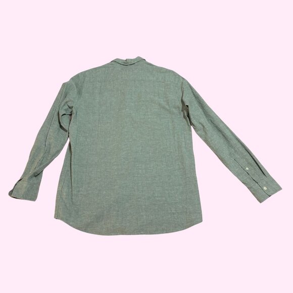 H&M Men's Linen Button Down Shirt, Soft Green, Size S - Picture 2 of 4